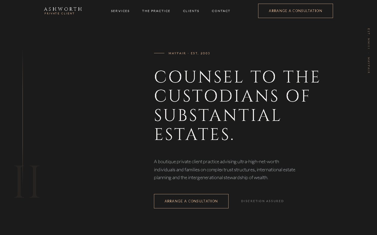 Redesigned private client website — premium Boutique design